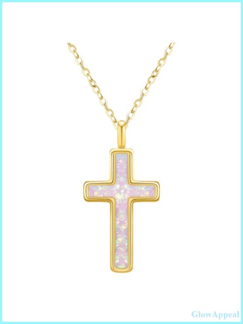 S925 Sterling Silver Opal Cross Pendant Necklace 18in Cable Chain